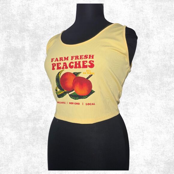 Farm Fresh Peaches Yellow Crop Tank – 2X - Picture 4 of 6